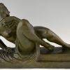 Art Deco bronze sculpture of a nude with drape