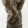 Art Deco sculpture bronze femme nue après le bain