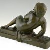 Art Deco sculpture bronze femme nue après le bain