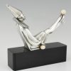 Sculpture bronze argenté Art Deco Pierrette