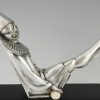Art Deco silvered bronze Pierrette or female clown