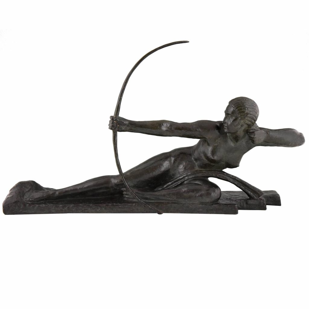 nudist bow and arrow Penthesilea Art Deco bronze nude Diana archer with bow - Deconamic
