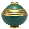 Art Deco Vase Keramik Grün und Gold