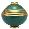 Art Deco vaas keramiek groen en goud