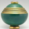 Art Deco vase ceramic green and gold