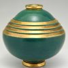 Art Deco vase ceramic green and gold