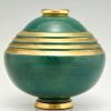 Art Deco vase ceramic green and gold