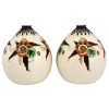 Art Deco pair of crackle and enamel globe vase