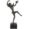 Art deco bronzen danseres, naakt met vogels