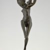 Art Deco bronze danseuse nue aux oiseaux