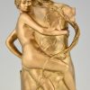 Art Nouveau vase en bronze doré avec femme nue