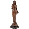 Le Secret Art Nouveau bronze sculpture nude with casket
