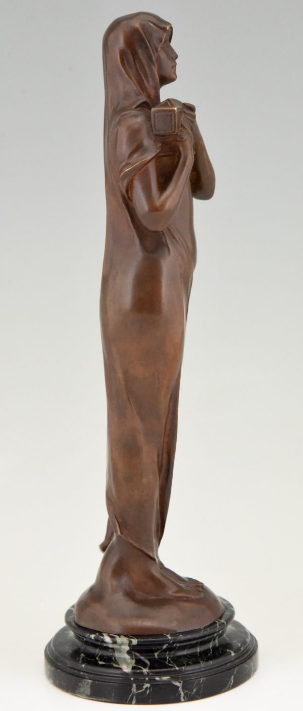 Le Secret Art Nouveau sculpture en bronze femme nue