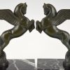 Art Deco bronzen boekensteunen paarden Pegasus