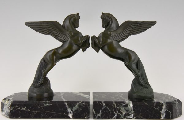 Art Deco Bronze Buchstütze Pferde Pegasus