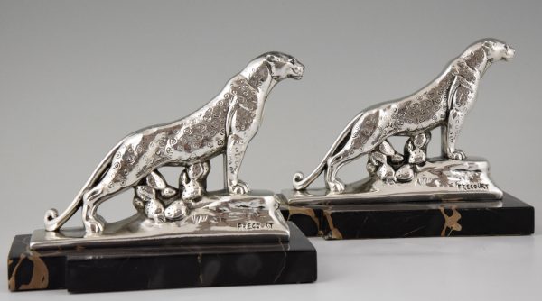 Art Deco panther bookends