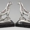 Art Deco silvered panther bookends