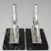 Art Deco silvered panther bookends