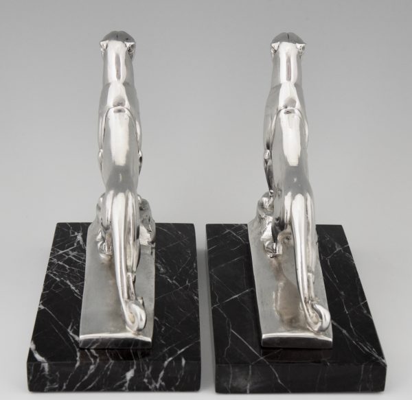 Art Deco silvered panther bookends