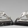 Art Deco silvered panther bookends