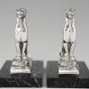 Art Deco silvered panther bookends