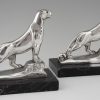 Art Deco silvered panther bookends