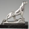 Art Deco silvered panther bookends