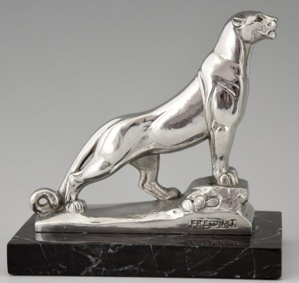 Art Deco silvered panther bookends