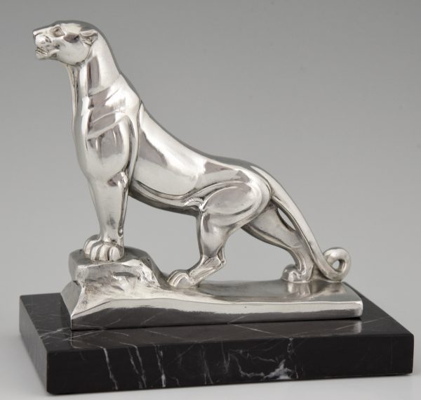 Art Deco silvered panther bookends