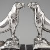 Art Deco silvered panther bookends