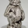 Art Deco bronzen sculptuur auto mascotte aap chimpansee