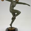 Art Deco sculpture bronze danseuse nue au ballon