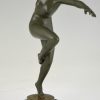 Art Deco bronze sculpture nude dancer with ball