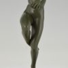 Art Deco sculpture bronze danseuse nue au ballon