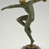 Art Deco bronze sculpture nude dancer with ball