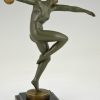 Art Deco sculpture bronze danseuse nue au ballon
