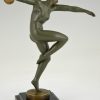 Art Deco bronze sculpture nude dancer with ball