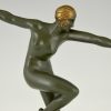 Art Deco sculpture bronze danseuse nue au ballon