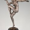 Stella Art Deco bronze sculpture nude dancer with ball