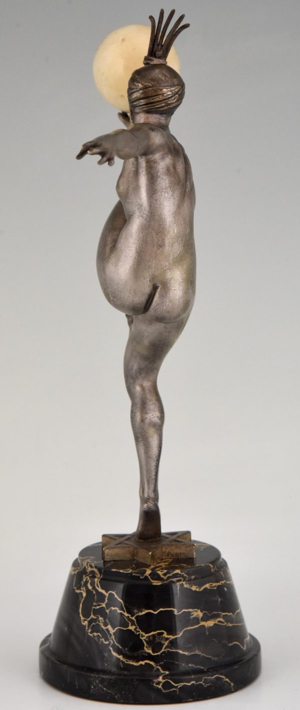 Stella Art Deco bronze sculpture nude dancer with ball