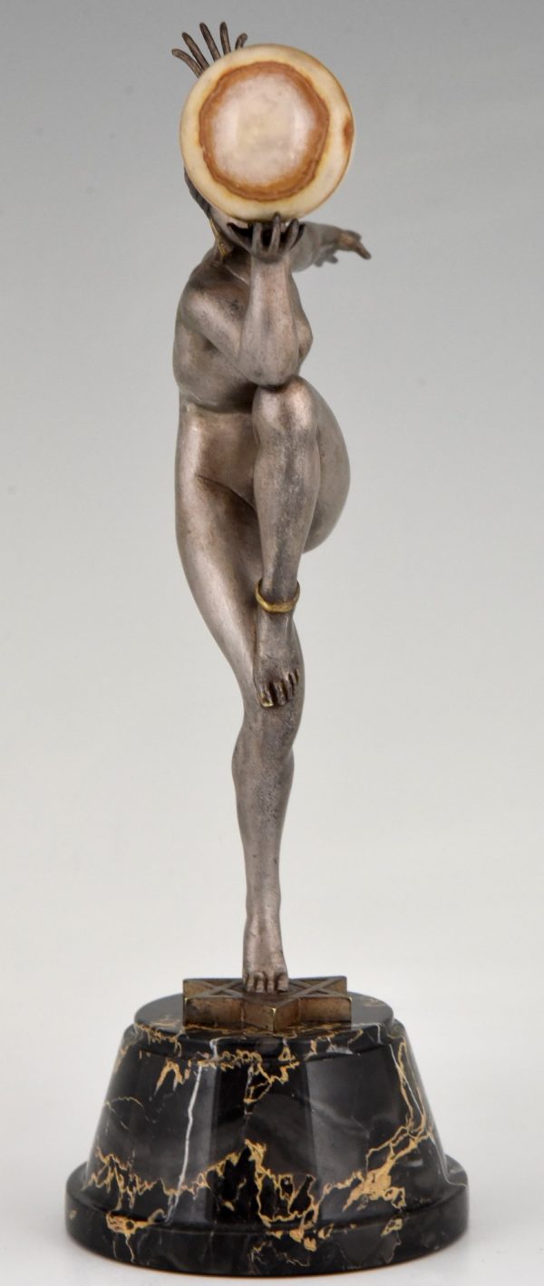 Stella Art Deco bronze sculpture nude dancer with ball