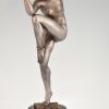 Stella Art Deco bronzen sculptuur dansend naakt met bal