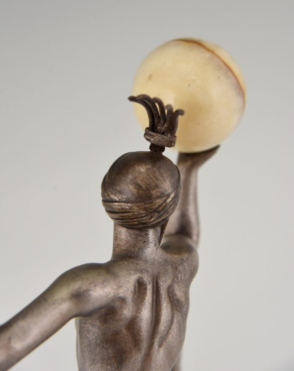 Stella Art Deco bronze sculpture nude dancer with ball