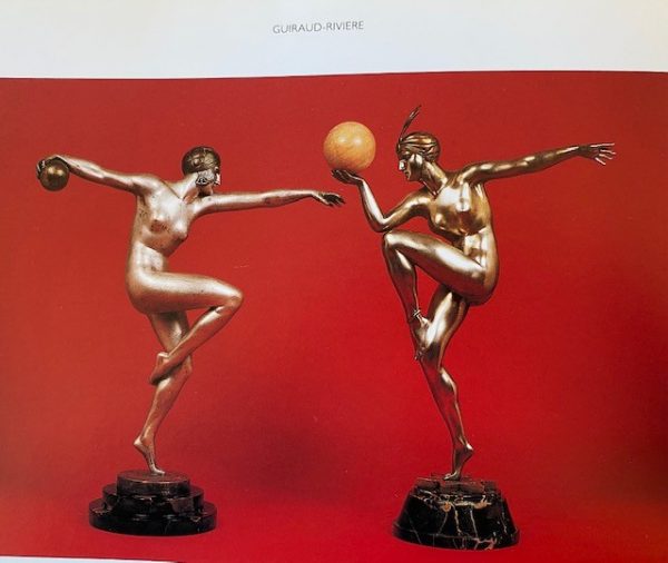 Stella Art Deco bronze sculpture nude dancer with ball