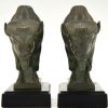 Art Deco bison bookends