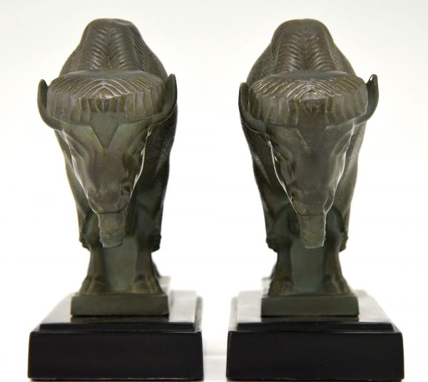 Art Deco bison bookends