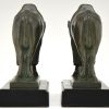 Art Deco bison bookends