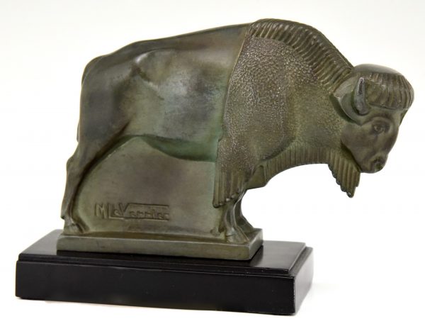 Art Deco bison bookends