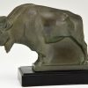 Art Deco bison bookends