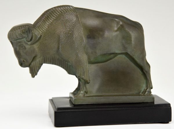 Art Deco bison bookends